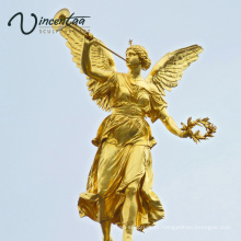 Edifício de alta qualidade decoração anjo de bronze com trompete estátua